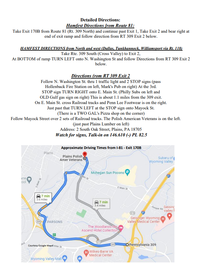 Directions to hamfest